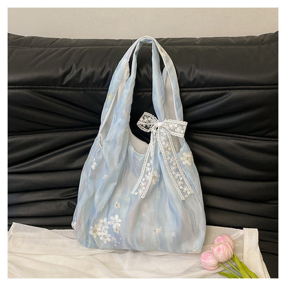 Elegant Floral Printed Shoulder Tote Bag Acalora