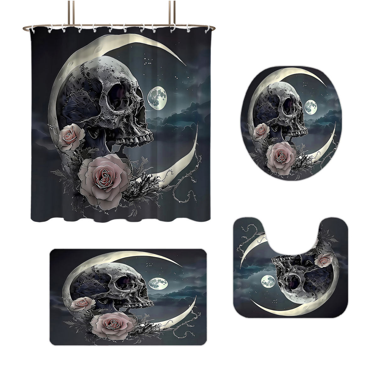 Artistic Skull Themed Bathroom Set