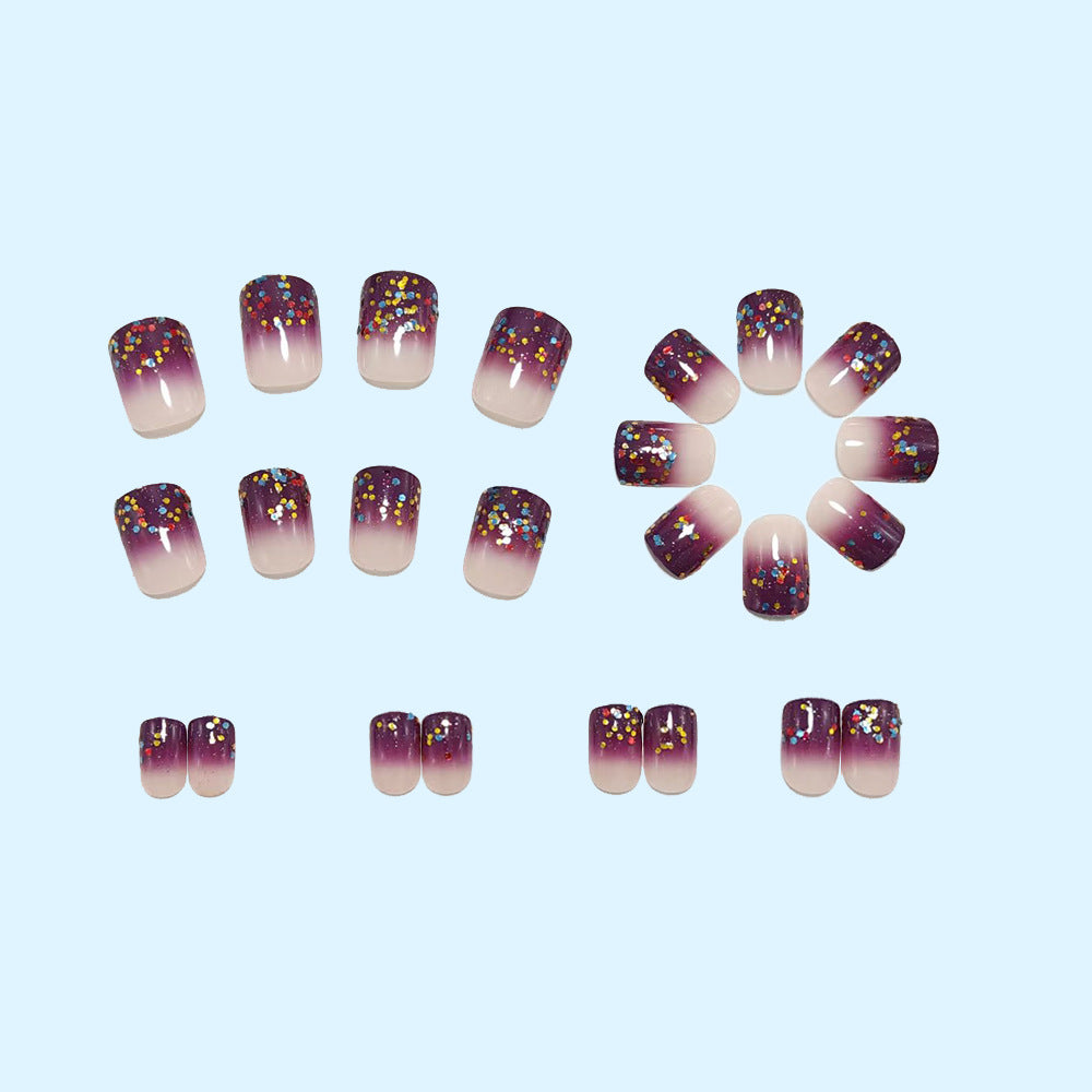 Artificial nails with glitter gradient and colorful accent Acalora