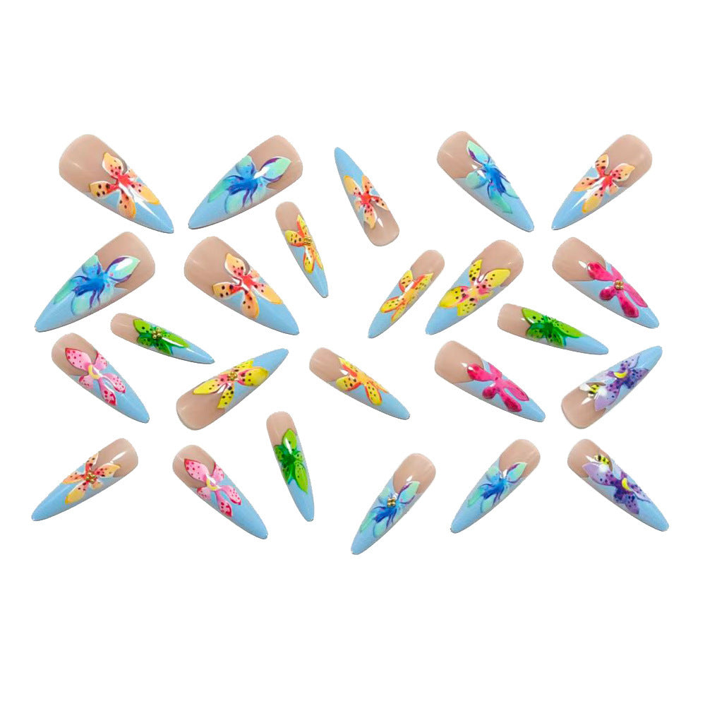 Acrylic nails with floral 3D applications Acalora