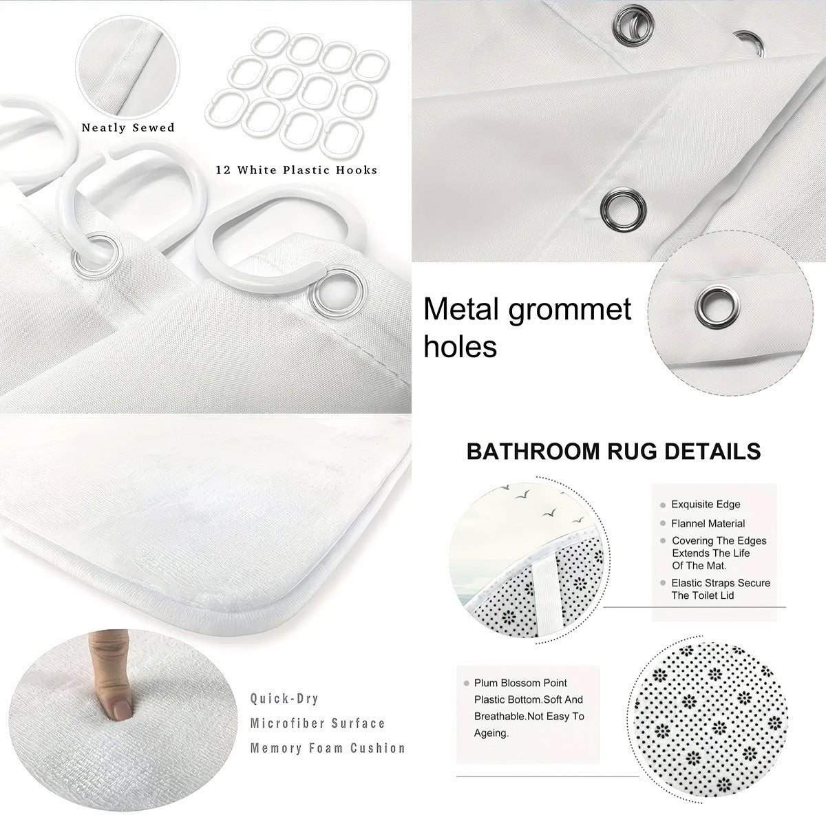 Coastal Lighthouse-Themed Four-Piece Bathroom Set