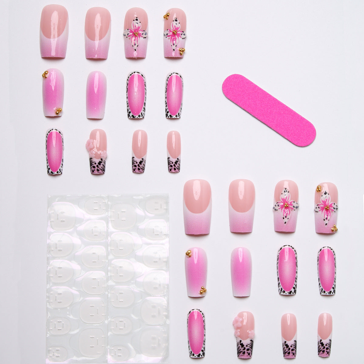 Nail art set with floral and glamorous accents Acalora