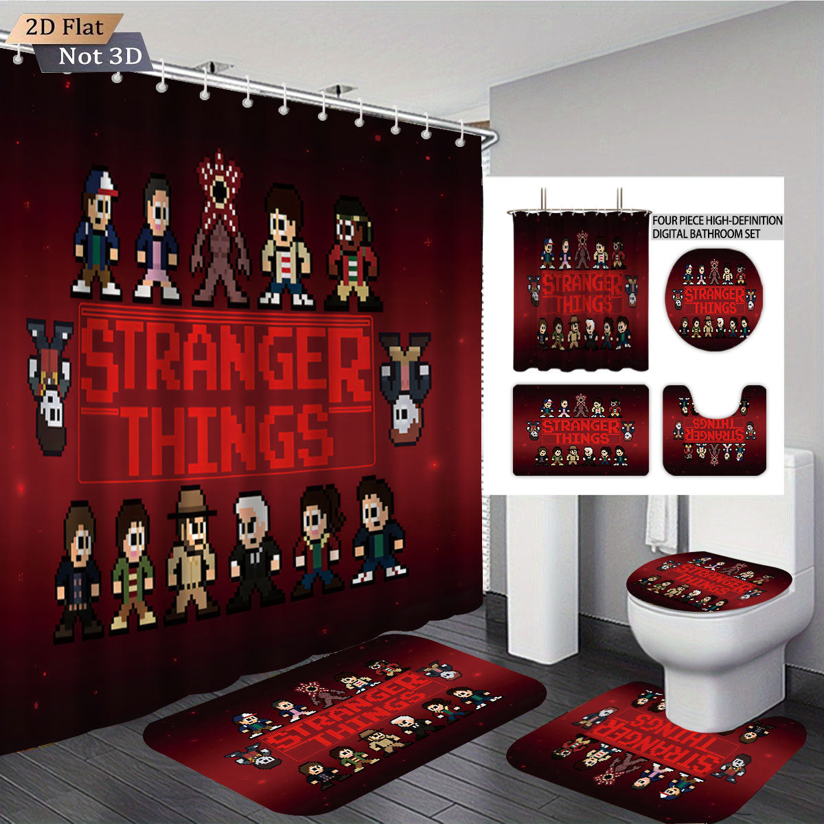 Stranger Things Adventure-Themed Digital Bathroom Set