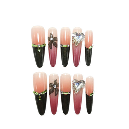 Artificial nails with elegant flower and heart decoration Acalora