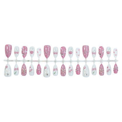 Premium Decorative Press-On Nail Art Set with Floral and Gem Accents Acalora