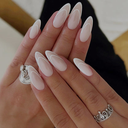 Designer Press-On Nail Set with Elegant Geometric Patterns Acalora