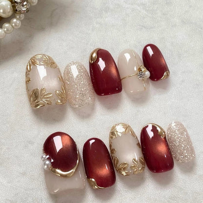 Acrylic nail set with elegant flower and glitter accents Acalora