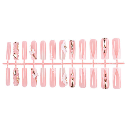 Decorative Artificial Nail Set with Floral and Gem Accents Acalora