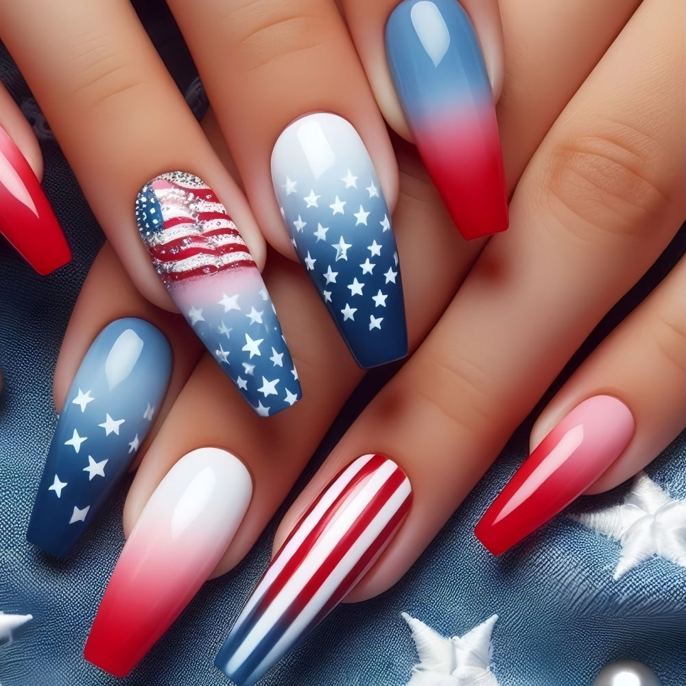 Artificial nail set with patriotic design Acalora