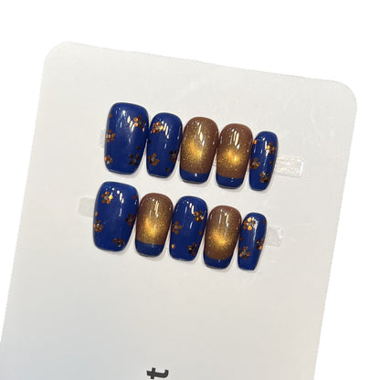 Decorative Press-On Nail Art Set with Glitter and Floral Accents Acalora