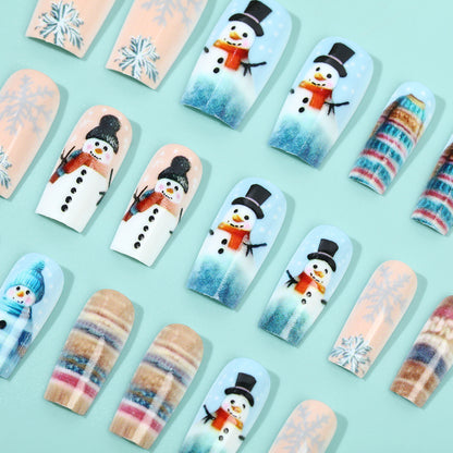 Festive artificial nails with snowman motif Acalora