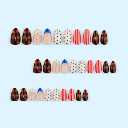 Artificial nails with modern dot and stripe design Acalora