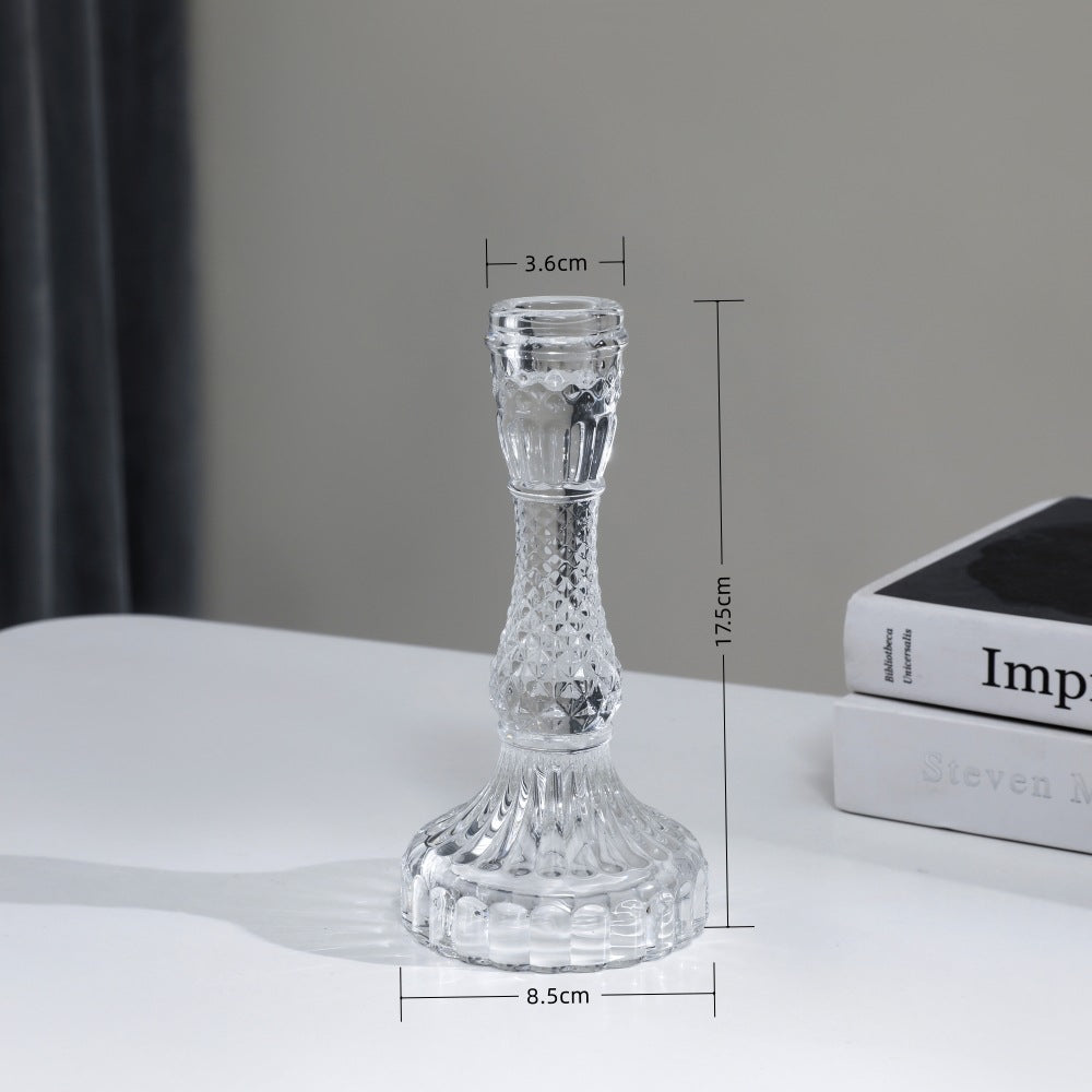 Tall Pressed Glass Decorative Candlestick Holder Acalora