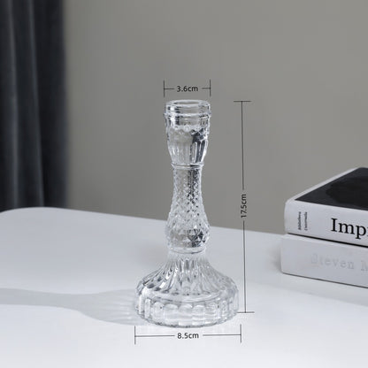Tall Pressed Glass Decorative Candlestick Holder Acalora