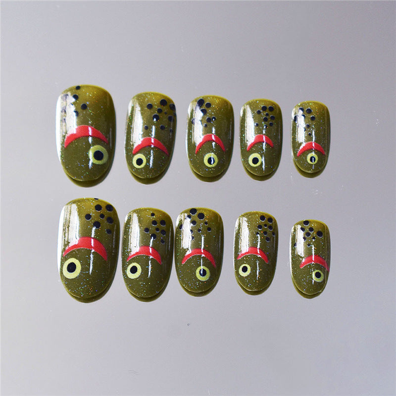 Fashionable Matte Finish Press-On Nails with Metallic Stripes Acalora