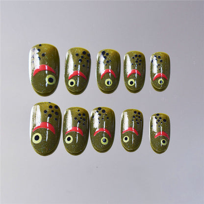 Fashionable Matte Finish Press-On Nails with Metallic Stripes Acalora