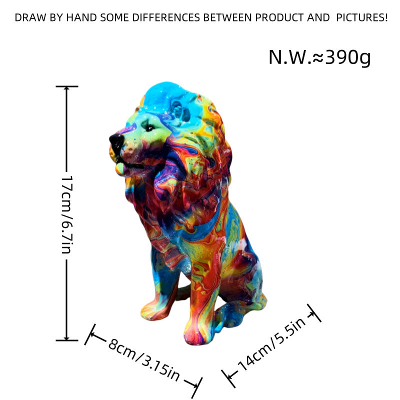 Colorful Lions Sculpture Acalora