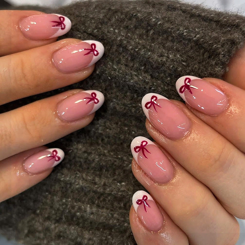 Creative Bow-Embellished Press-On Nail Set Acalora