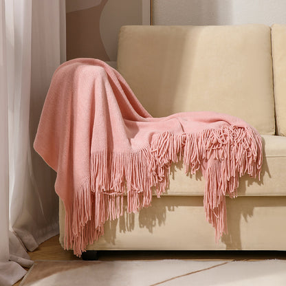 Unisex Luxurious Plush Fringe Throw Blanket