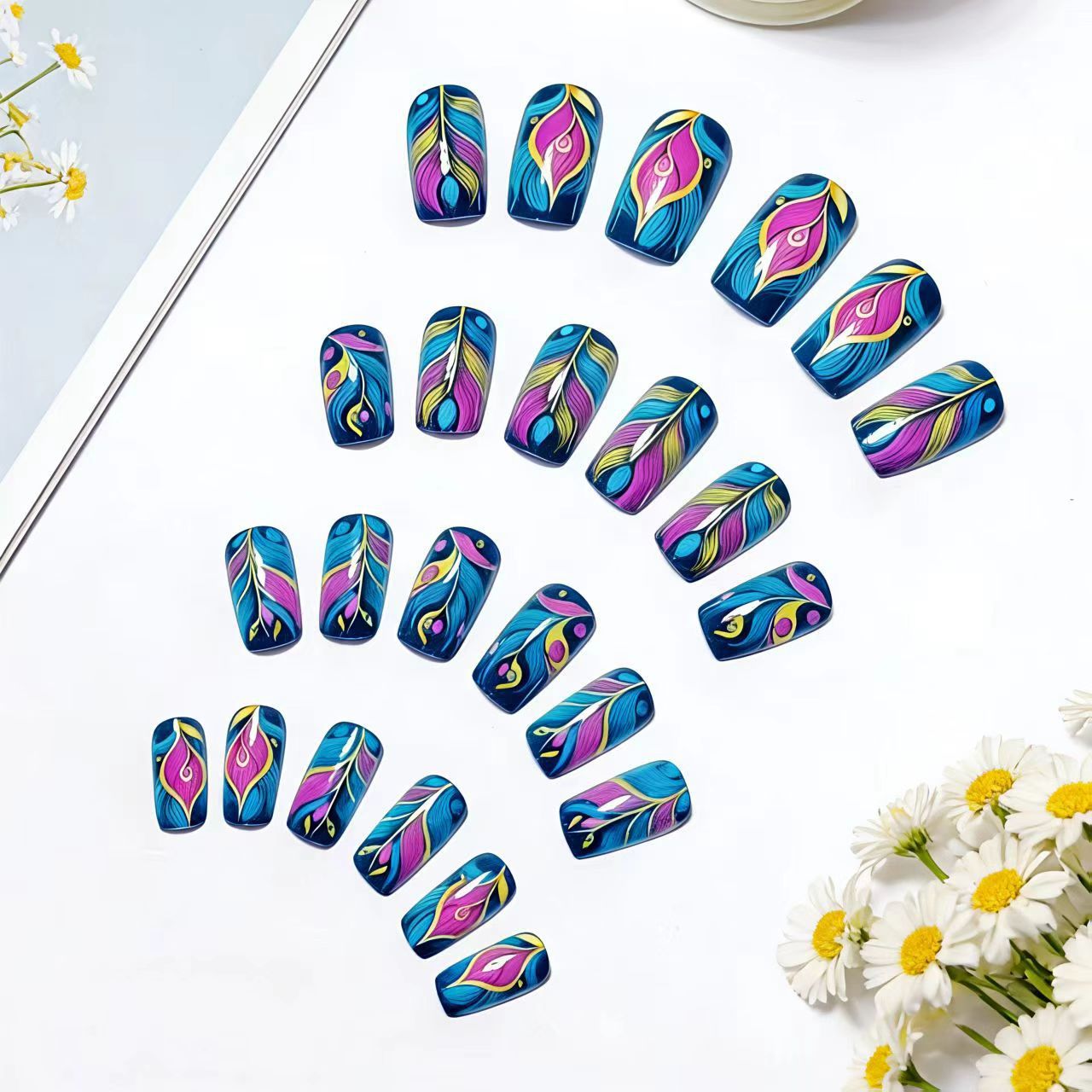 Feather-Inspired Art Nail Wraps Acalora