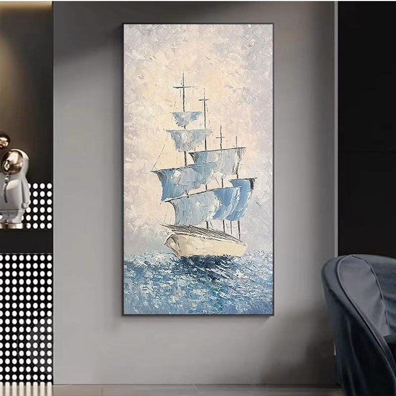 Nautical-Themed Textured Canvas Artwork