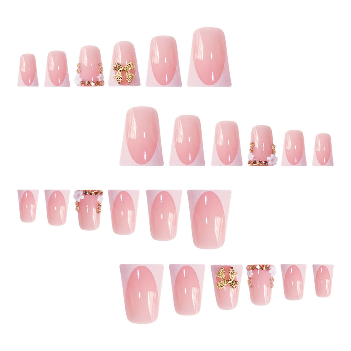 Decorative 3D Floral Press-On Nails with Gem Accents Acalora