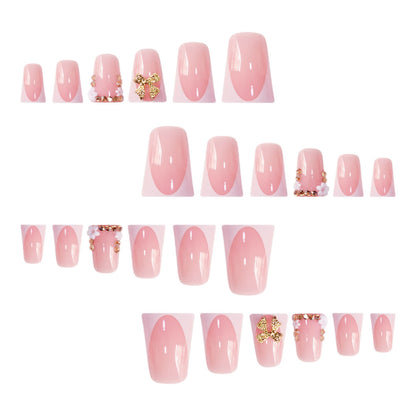 Decorative 3D Floral Press-On Nails with Gem Accents Acalora