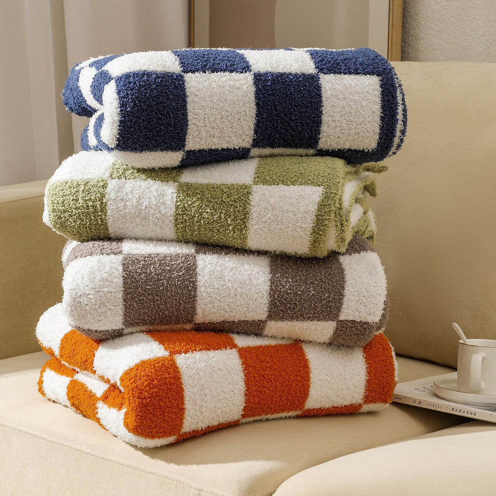 Soft Plush Checkerboard Throw Blanket