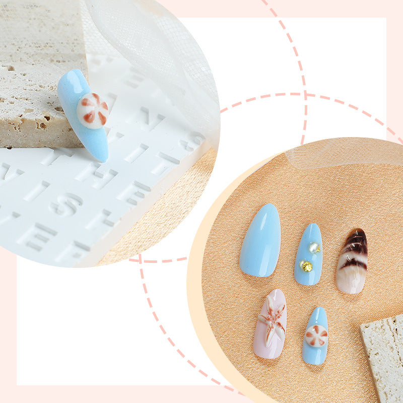 Decorative Press-On Nail Art Set with Coastal Theme Acalora