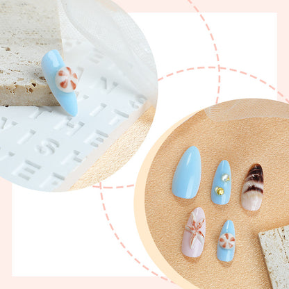 Decorative Press-On Nail Art Set with Coastal Theme Acalora