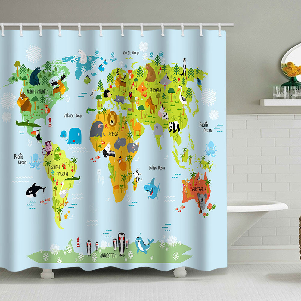 Vintage World Map Shower Curtain