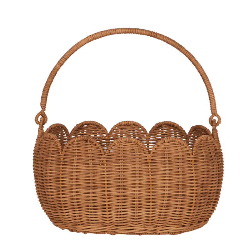 Scalloped Edge Woven Storage Basket Acalora