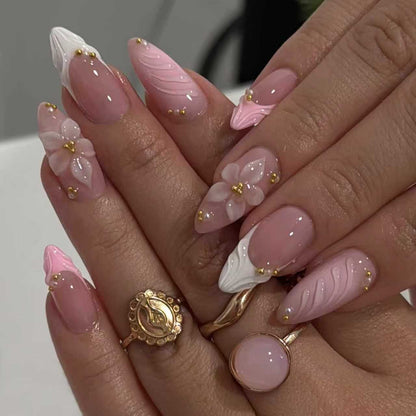 Floral Acrylic Press-On Nails Acalora