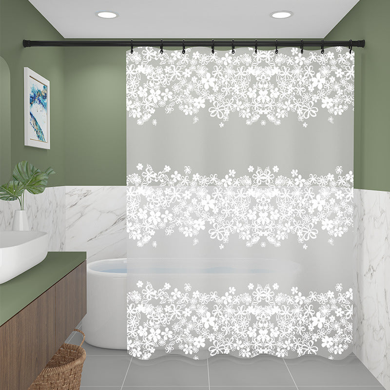 Floral Patterned Waterproof Shower Curtain