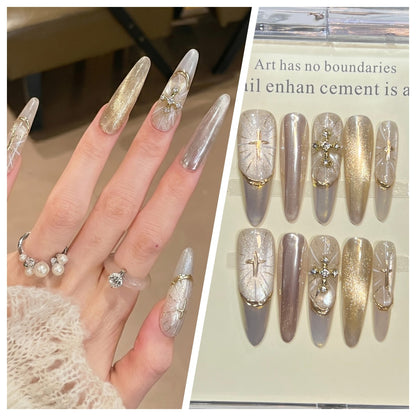 Artistic Stiletto Press-On Nail Set with Charming Patterns Acalora