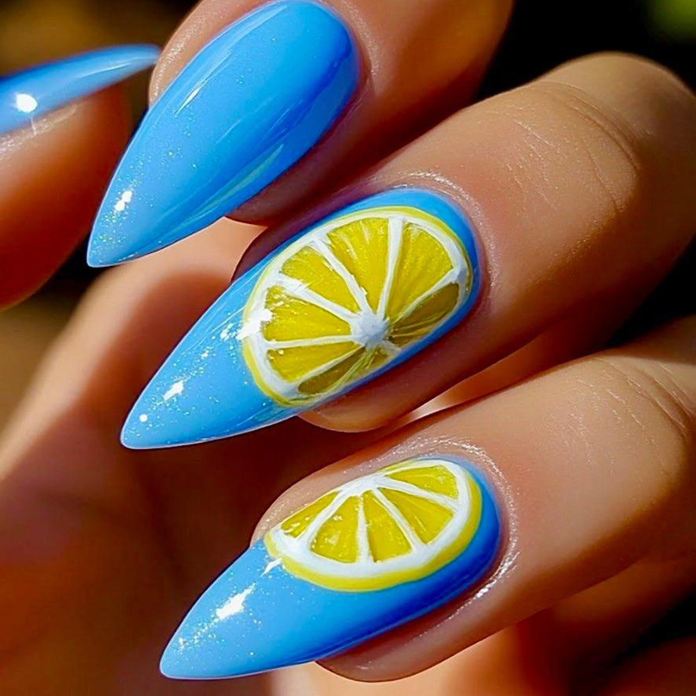Artificial nails in fresh lemon design Acalora