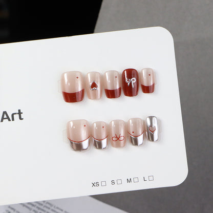 Artistic Press-On Nail Art Set with Decorative Accents Acalora