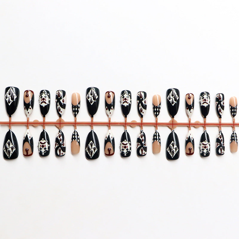 Artistic Press-On Nail Art Set with Intricate Patterns Acalora