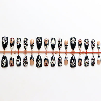 Artistic Press-On Nail Art Set with Intricate Patterns Acalora