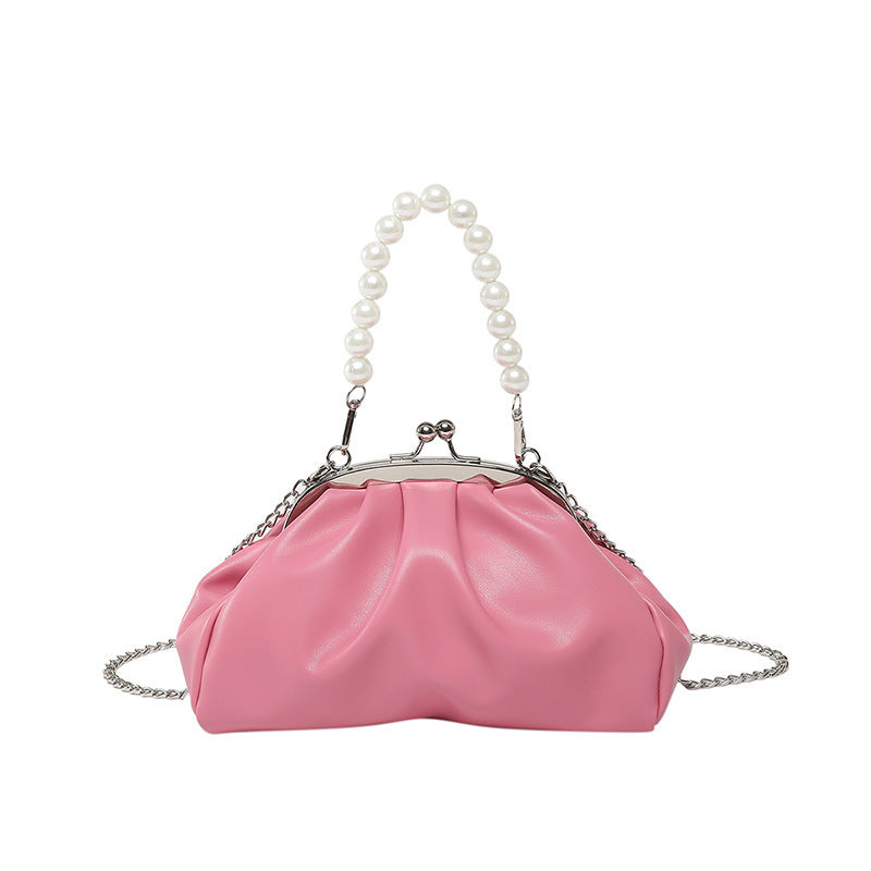 Elegant Clutch Handbag with Pearl Chain Acalora