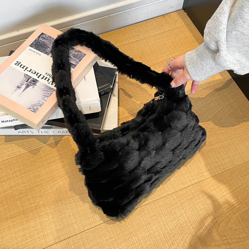 Cozy Textured Plush Handbag Acalora