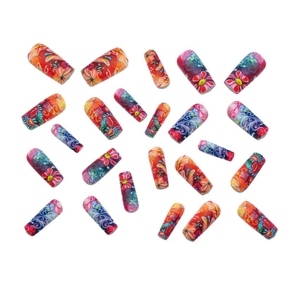 Artificial nails with luxurious 3D flowers and glitter accents Acalora
