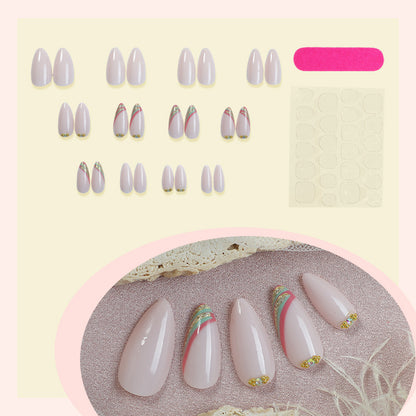 Elegant Press-On Nail Set with Floral Design Acalora