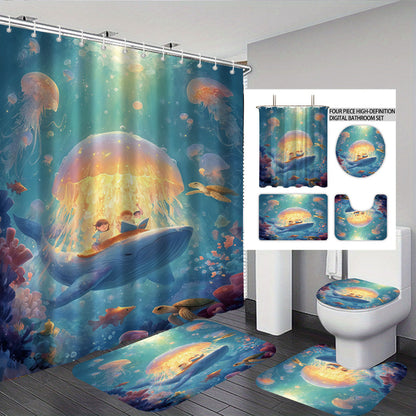 Cute Cow-Themed Digital Bathroom Set
