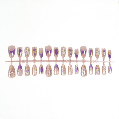Artificial nail set with elegant flower and glitter details Acalora