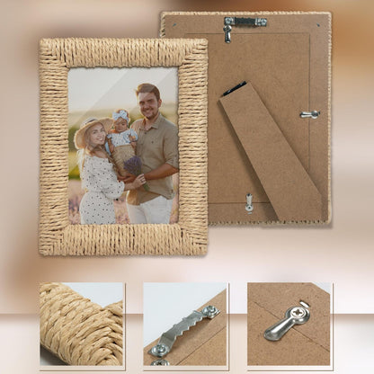 Artful picture frame made of woven natural material Acalora