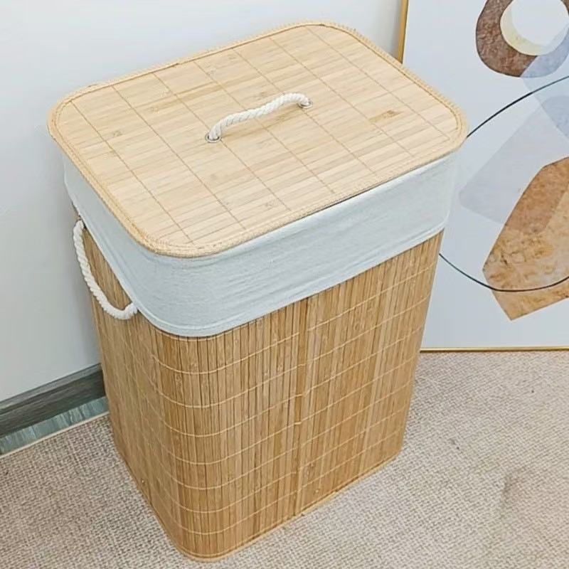 High-quality bamboo laundry container with lid Acalora
