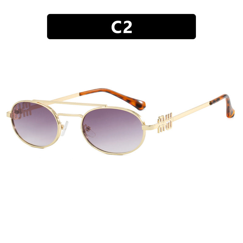 Women's elegant oval sunglasses with luxurious metal frame Karnz