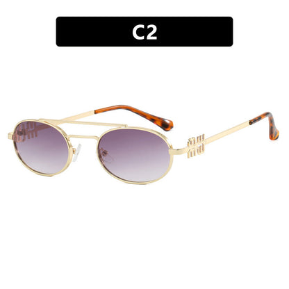 Women's elegant oval sunglasses with luxurious metal frame Karnz