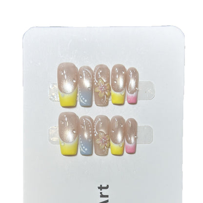 Artistic Floral Design Press-On Nail Set Acalora